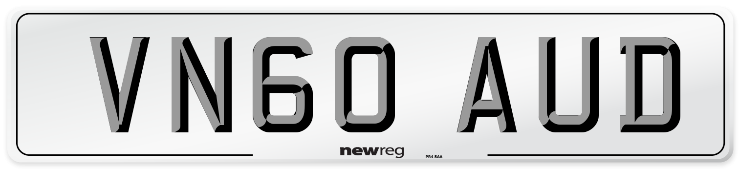 VN60 AUD Number Plate from New Reg